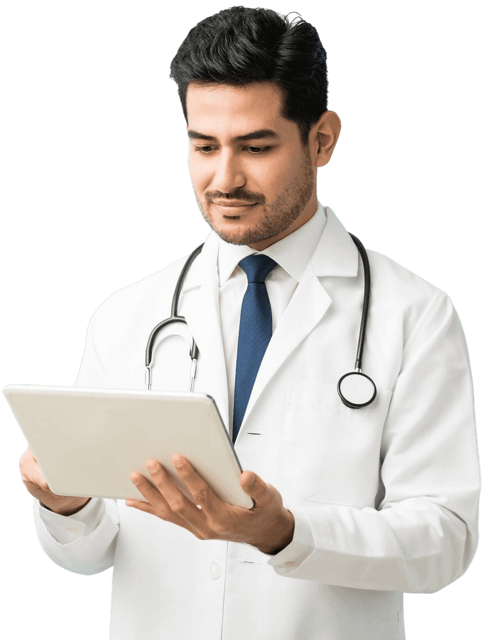 Doctor managing clinic operations with Medoho software